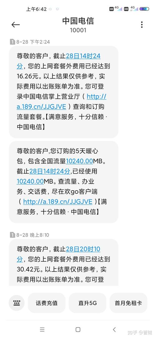 电信副卡流量包退订短信