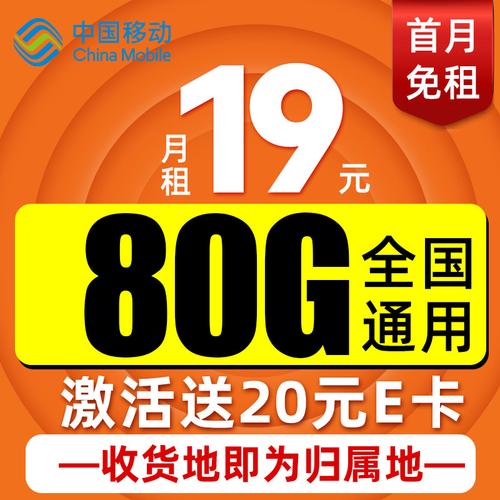 移动月租卡19流量卡