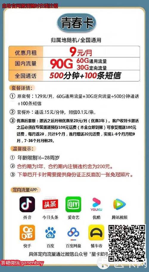 流量卡加通话卡电信