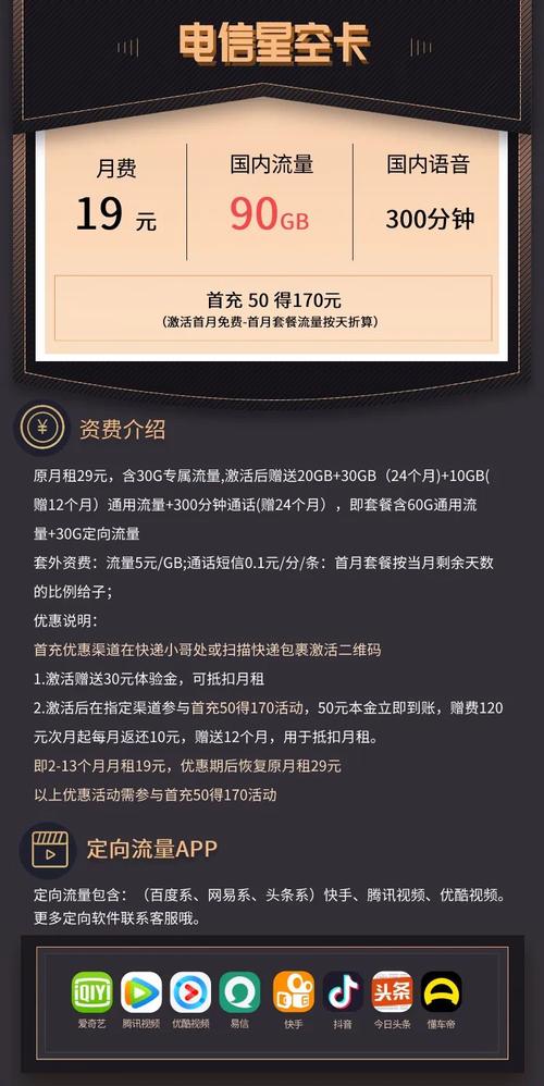 电信卡90g流量套餐