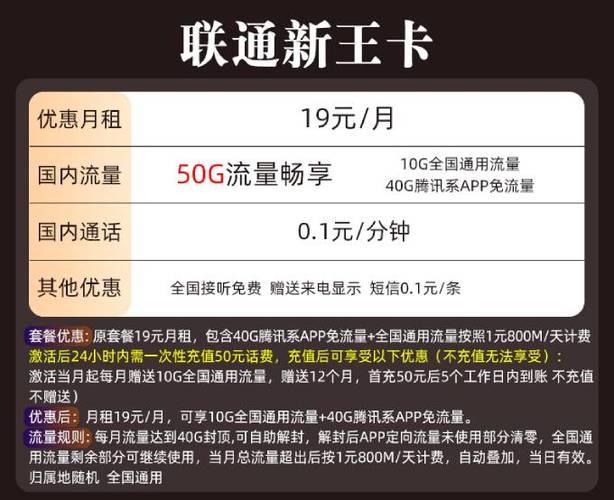 中国流量王卡19元套餐