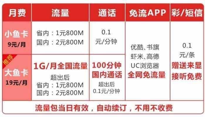 uc大鱼卡流量怎么记费