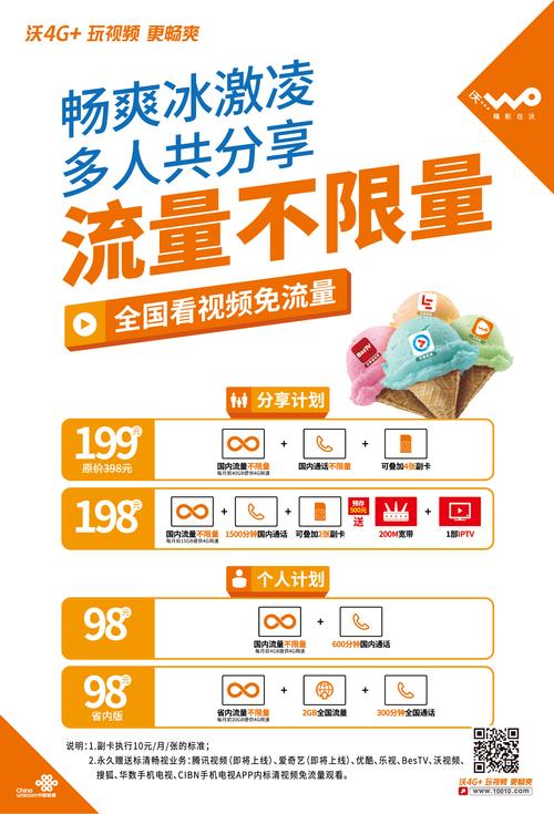 联通冰激凌套餐无限流量？联通畅越冰淇淋套餐详细