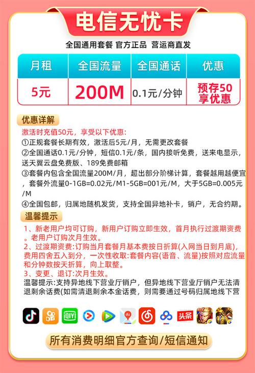 电信无忧卡 流量包
