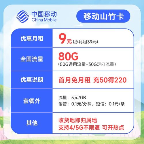 纯流量卡移动卡全国通用