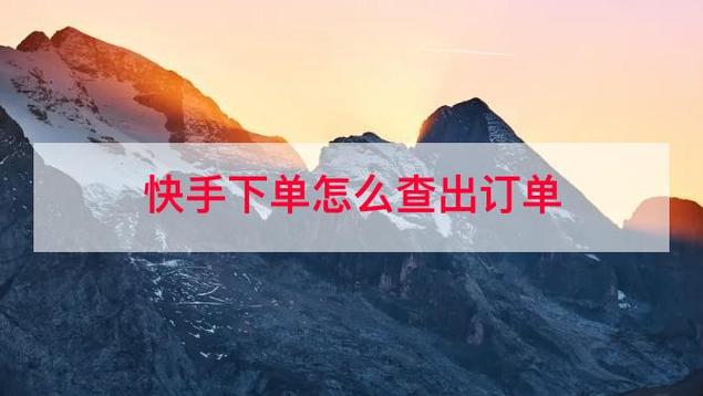 快手怎么不能下单