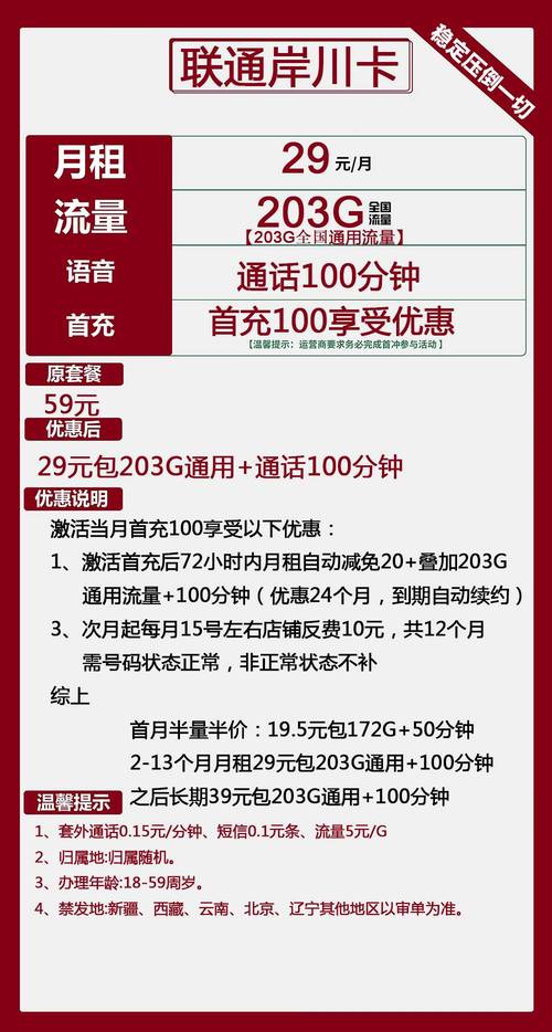 联通5元100兆流量卡