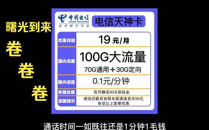 19元100流量卡电信