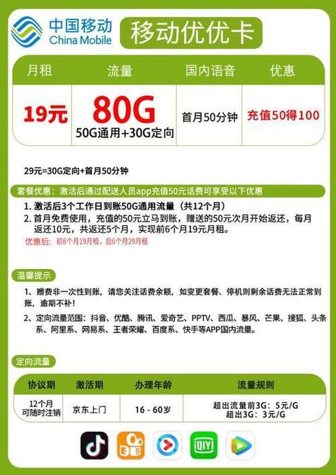 移动大王卡办理哪些套餐?