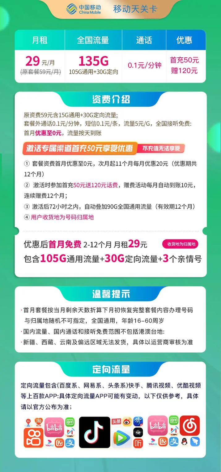 移动云卡套餐有哪些?