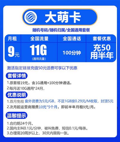 移动萌卡套餐有哪些?