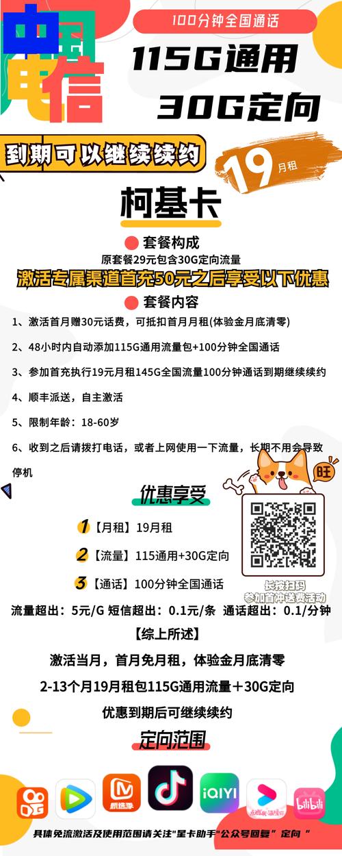 电信柯基卡套餐有哪些套餐？