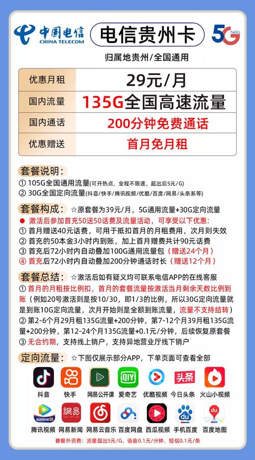 贵州电信办卡有哪些套餐？