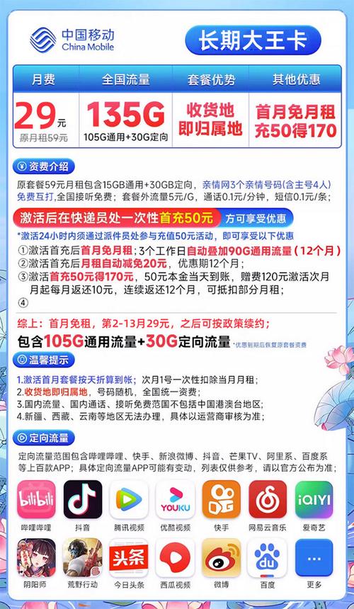 移动有哪些大王卡套餐的?