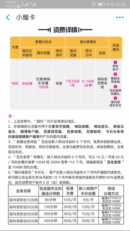 移动小魔卡套餐有哪些?