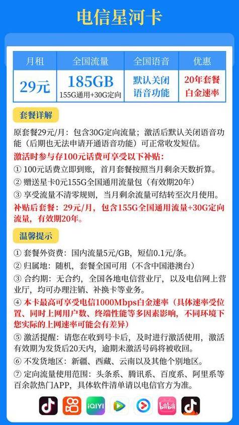 电信百凌卡套餐有哪些流量?