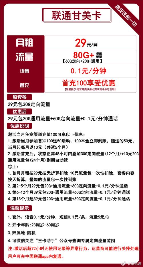 宁德福安联通卡套餐多少?