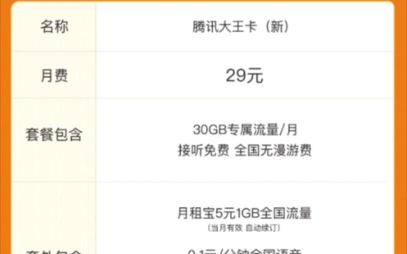 腾讯大王卡属于哪个套餐？