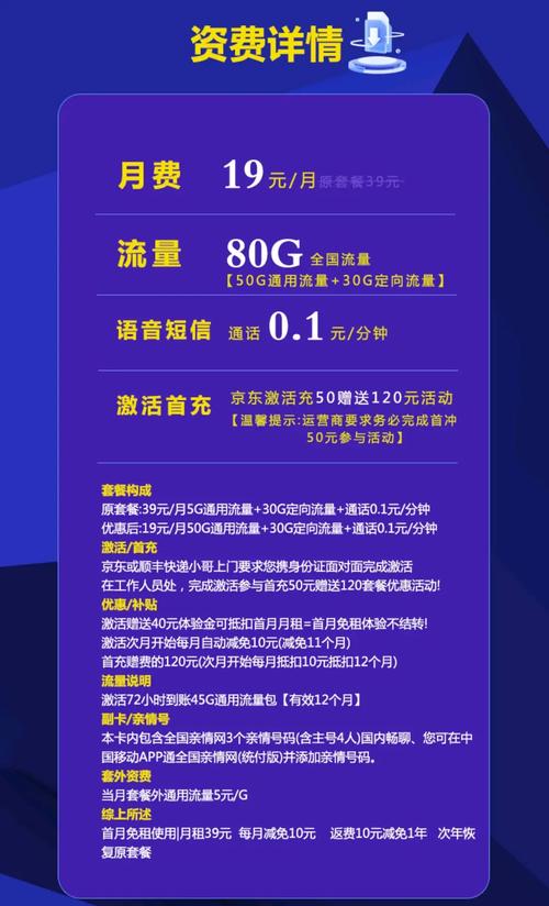 移动卡怎么改19元80g套餐?