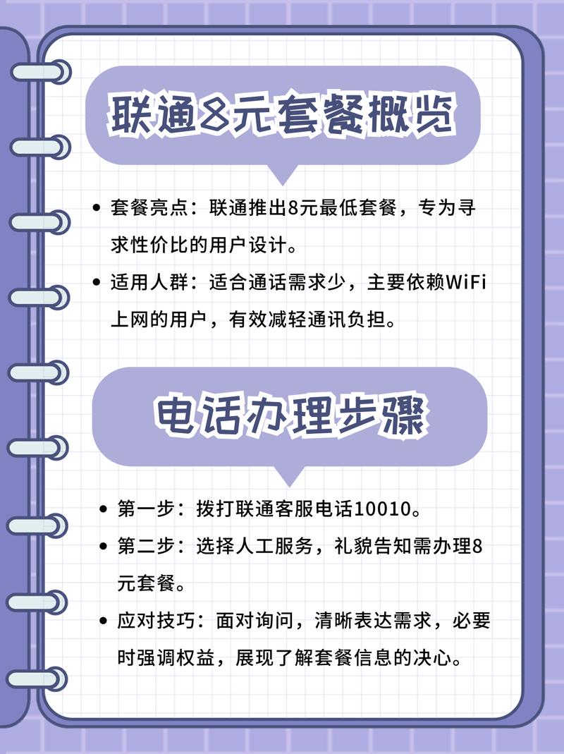 联通卡怎么办8元套餐卡？