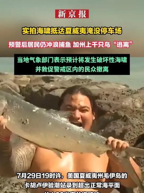 夏威夷遭遇海啸袭击，城镇街道淹没受灾严重