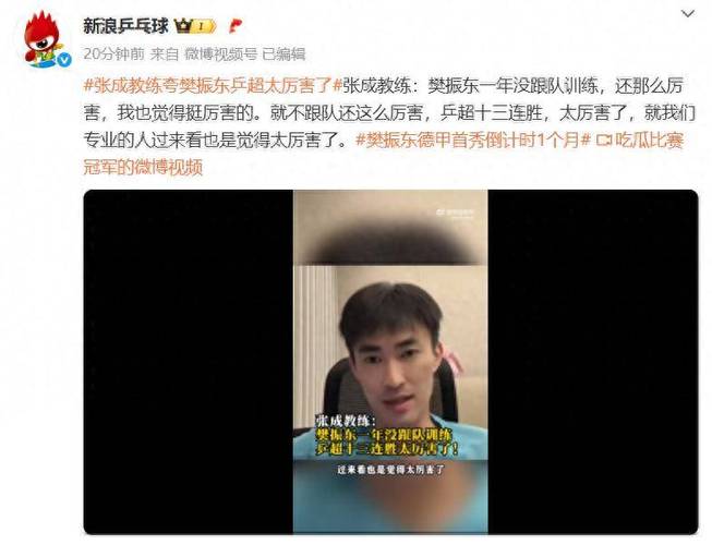 樊振东展现惊人实力，日乒教练张成赞不绝口