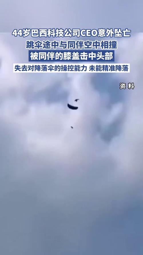 巴西44岁CEO跳伞发生空中撞击坠亡