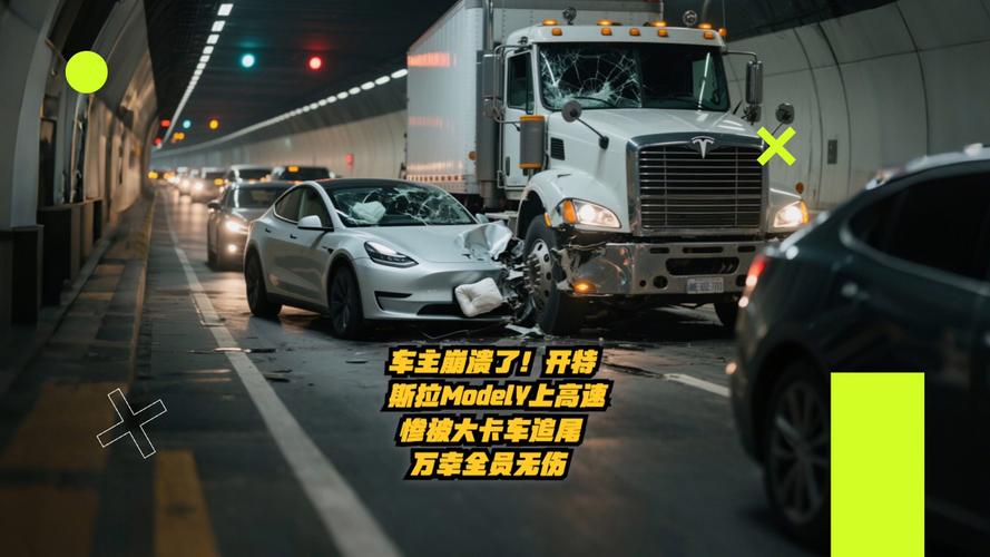 高速堵车司机下车查看遭遇大货车追尾事故