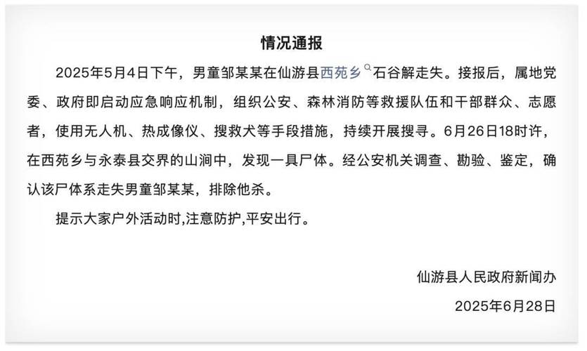 官方通报搜救大理走失8岁男童进度