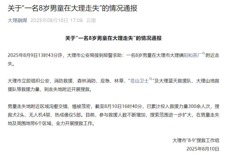大理走失男童涉事夏令营机构被调查