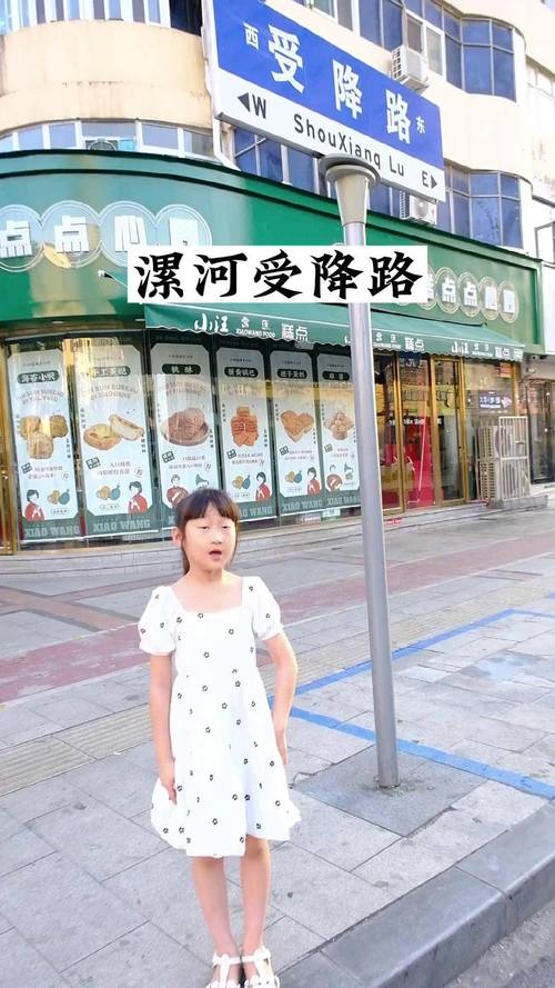漯河受降路鲜花簇拥的路牌