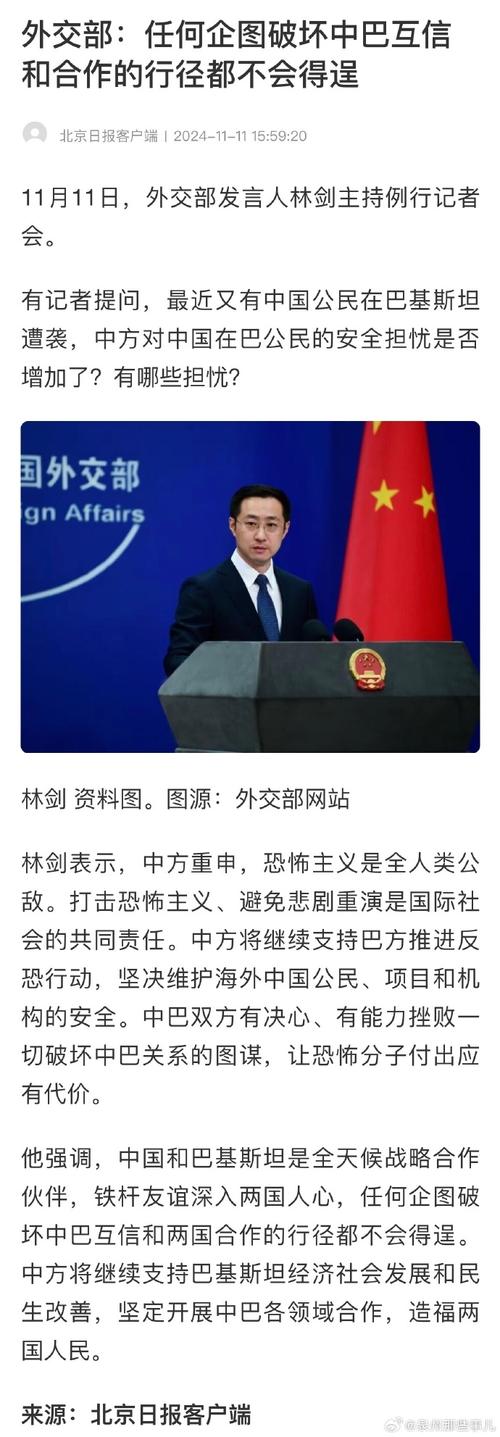 外交部：中巴关系不受第三方影响