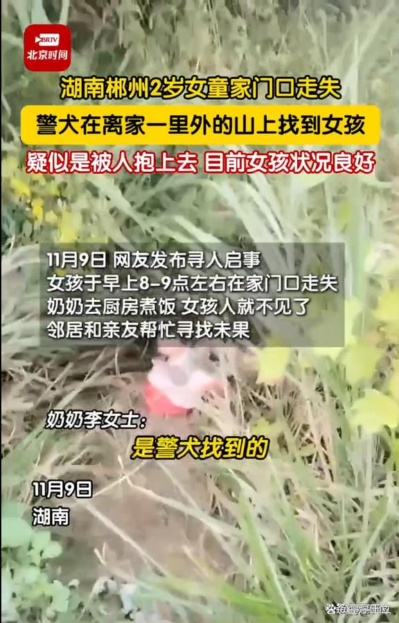 湖南2岁多女童家门口玩耍时失踪