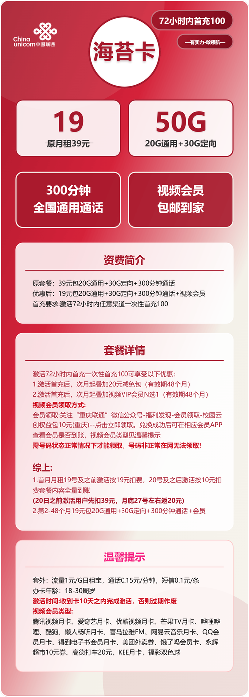 联通大王卡19元套餐都包含哪些app?