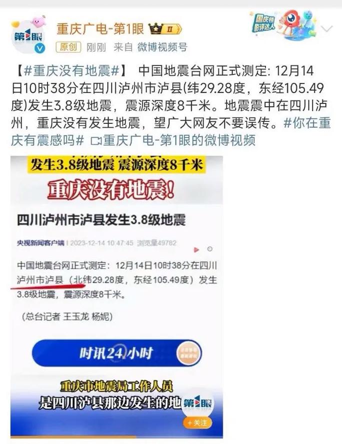 重庆辟谣地震传闻，未发生6.8级地震