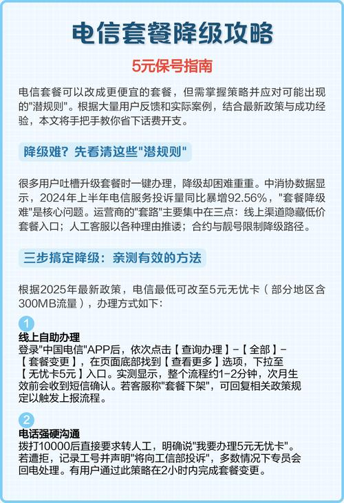 电信卡怎么变更5元套餐？