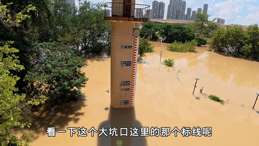 南宁邕江水位飙升，江面与路面齐平