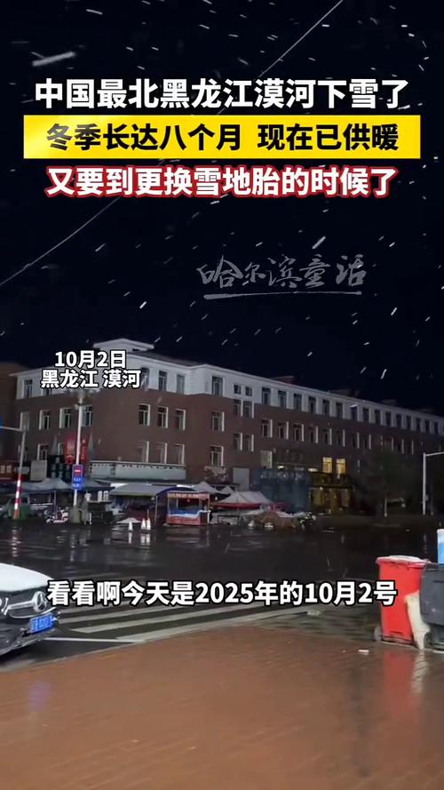 黑龙江漠河迎来雨雪天气，冬日景象展现
