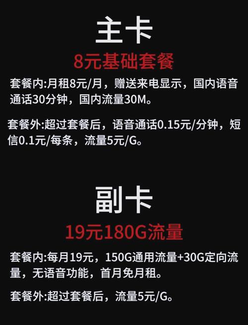 学生用的主副卡套餐有哪些?