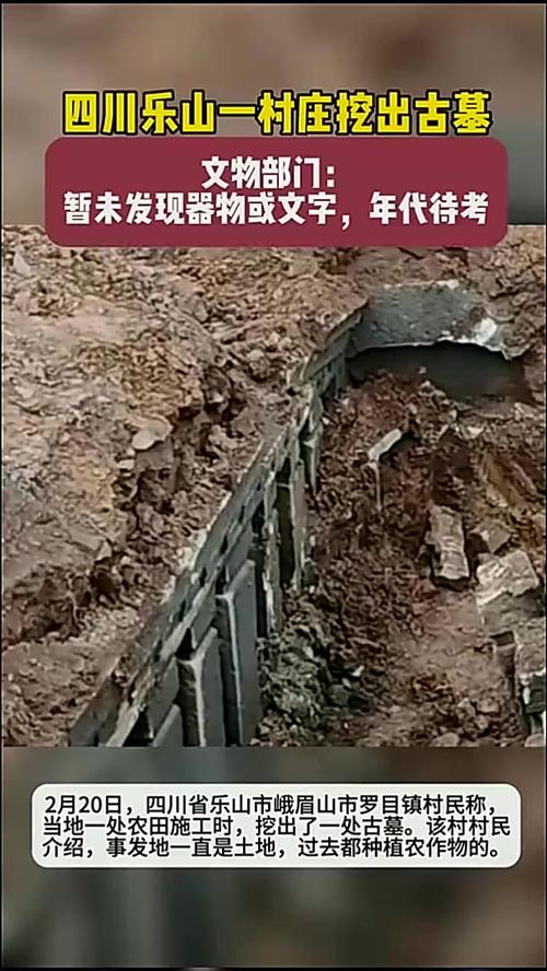 四川乐山大佛街道一工地挖出古墓