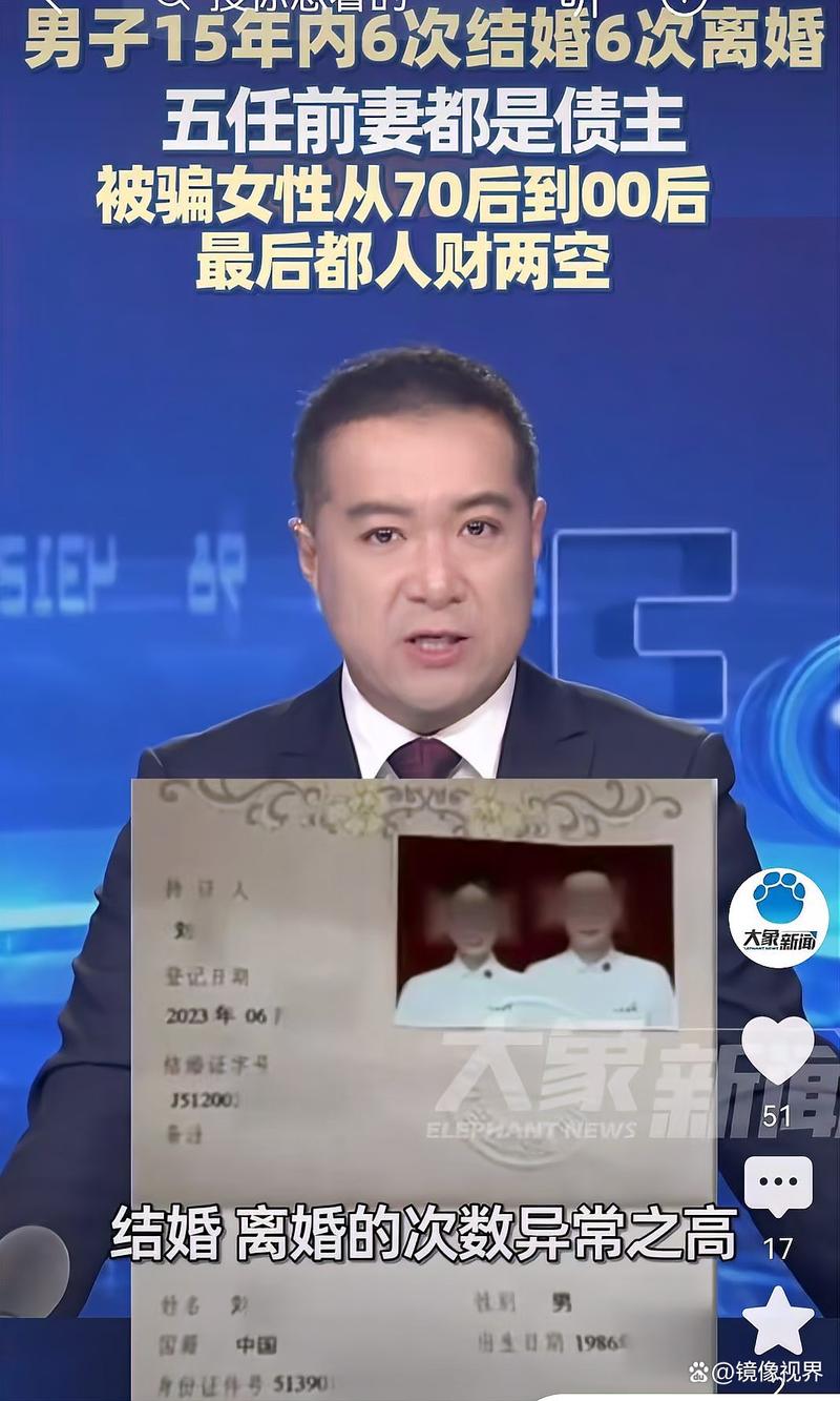 男子15年内6结6离 5任前妻都成债主
