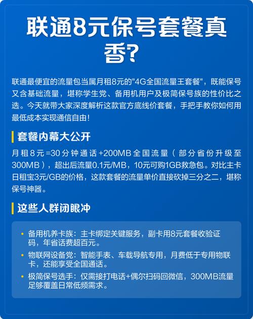 怎么办联通卡8元套餐?