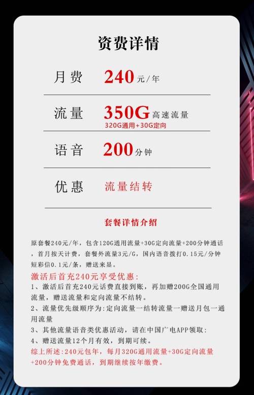 广电卡套餐资费标准是什么?