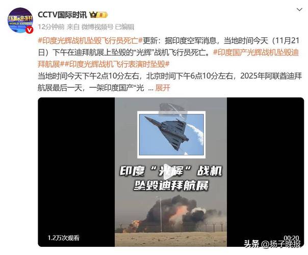印度光辉战机在迪拜航展意外坠毁