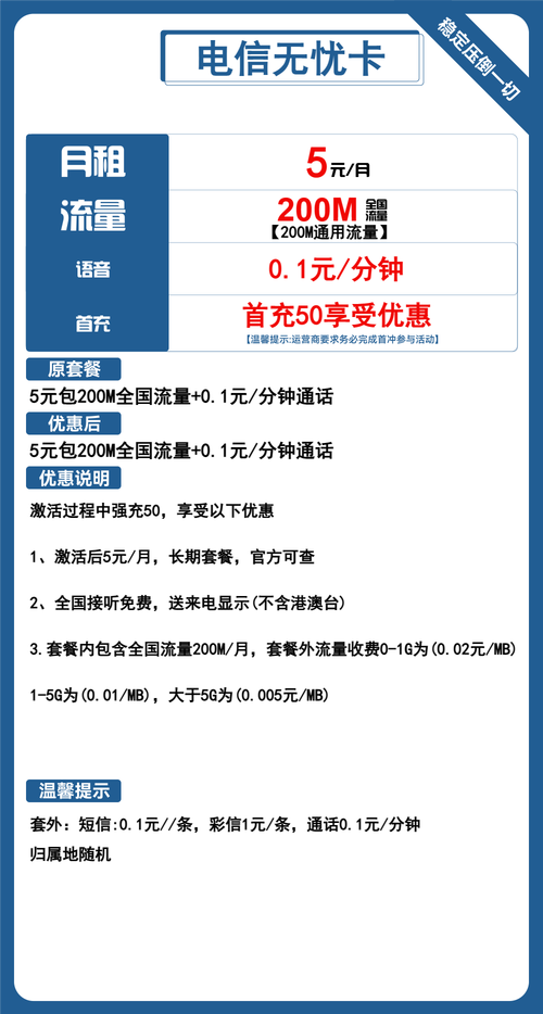 低月租5g卡有哪些套餐?